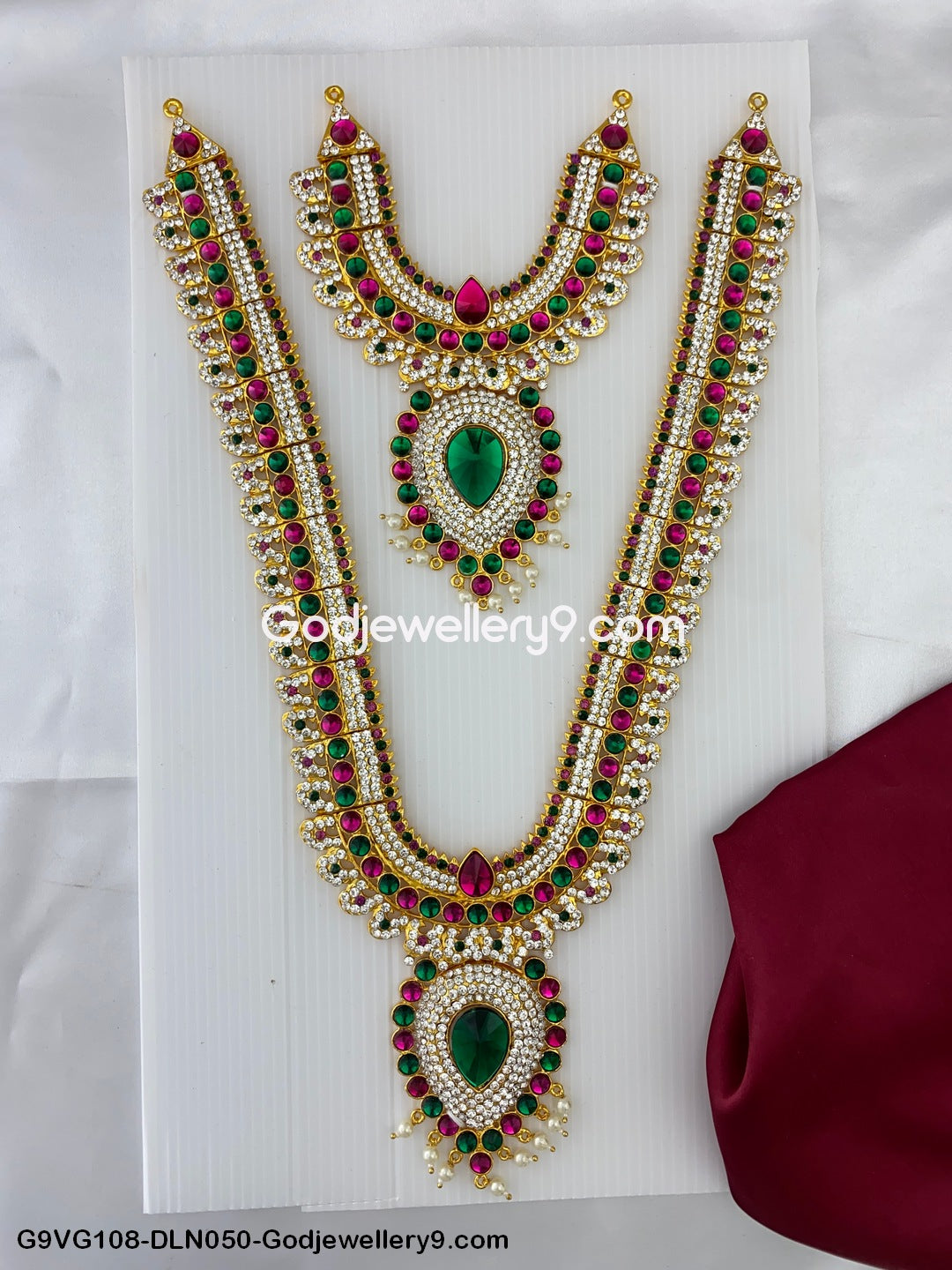 Deity Long Necklace 2 Step Traditional Jewelry for Murti G9VG108-DLN050-Godjewellery9.com 1