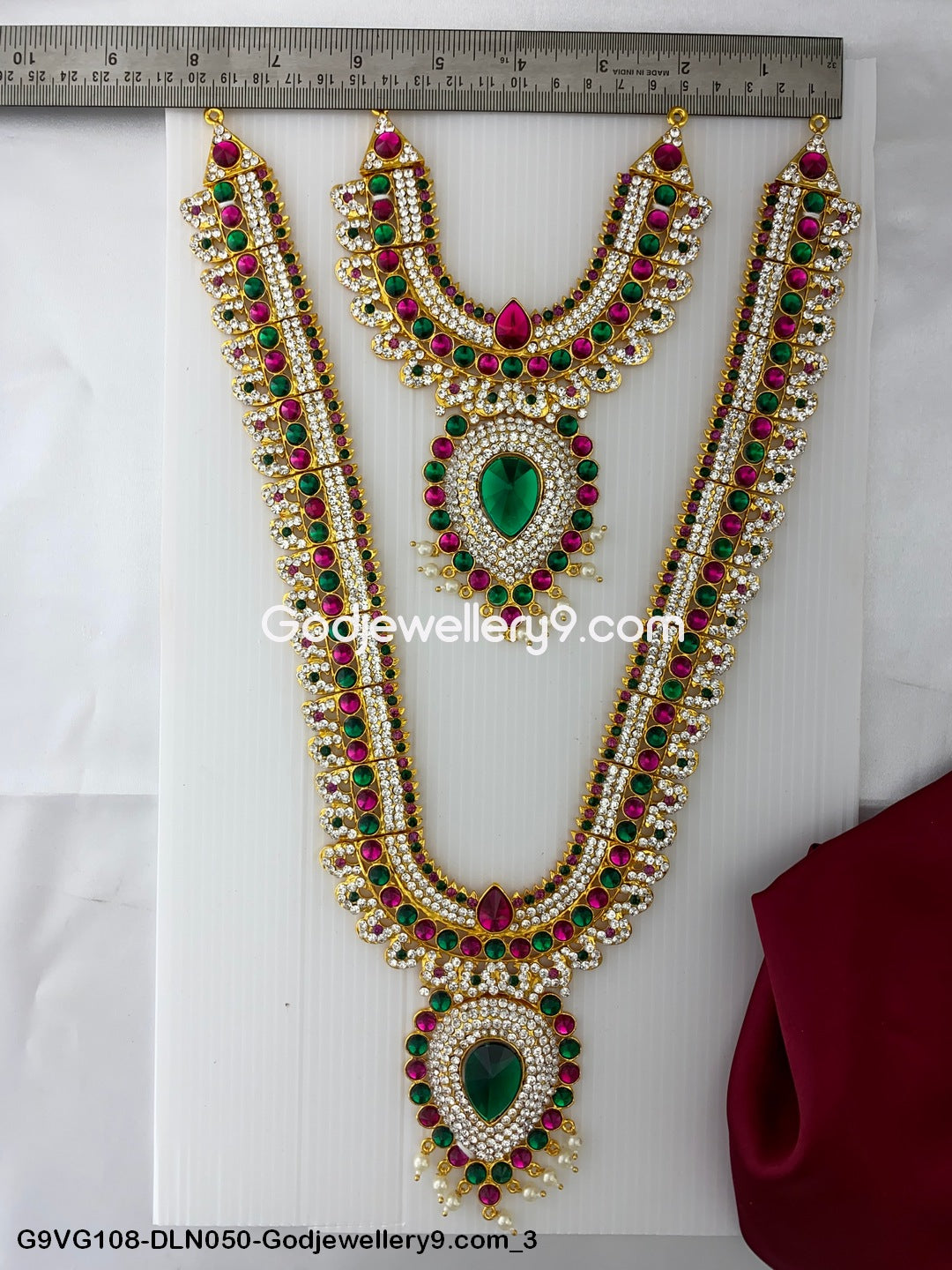 Deity Long Necklace 2 Step Traditional Jewelry for Murti G9VG108-DLN050-Godjewellery9.com 3