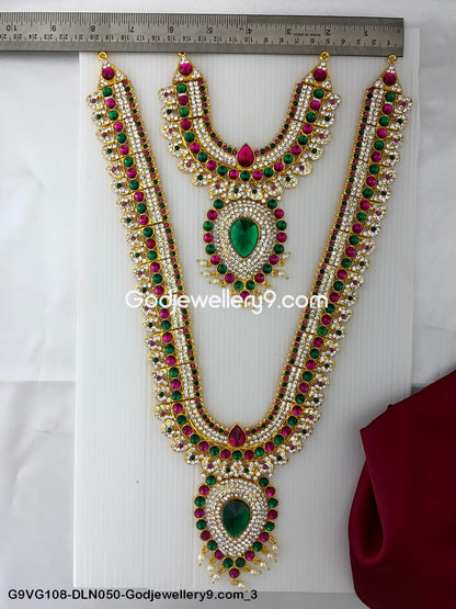 Deity Long Necklace 2 Step Traditional Jewelry for Murti G9VG108-DLN050-Godjewellery9.com 3