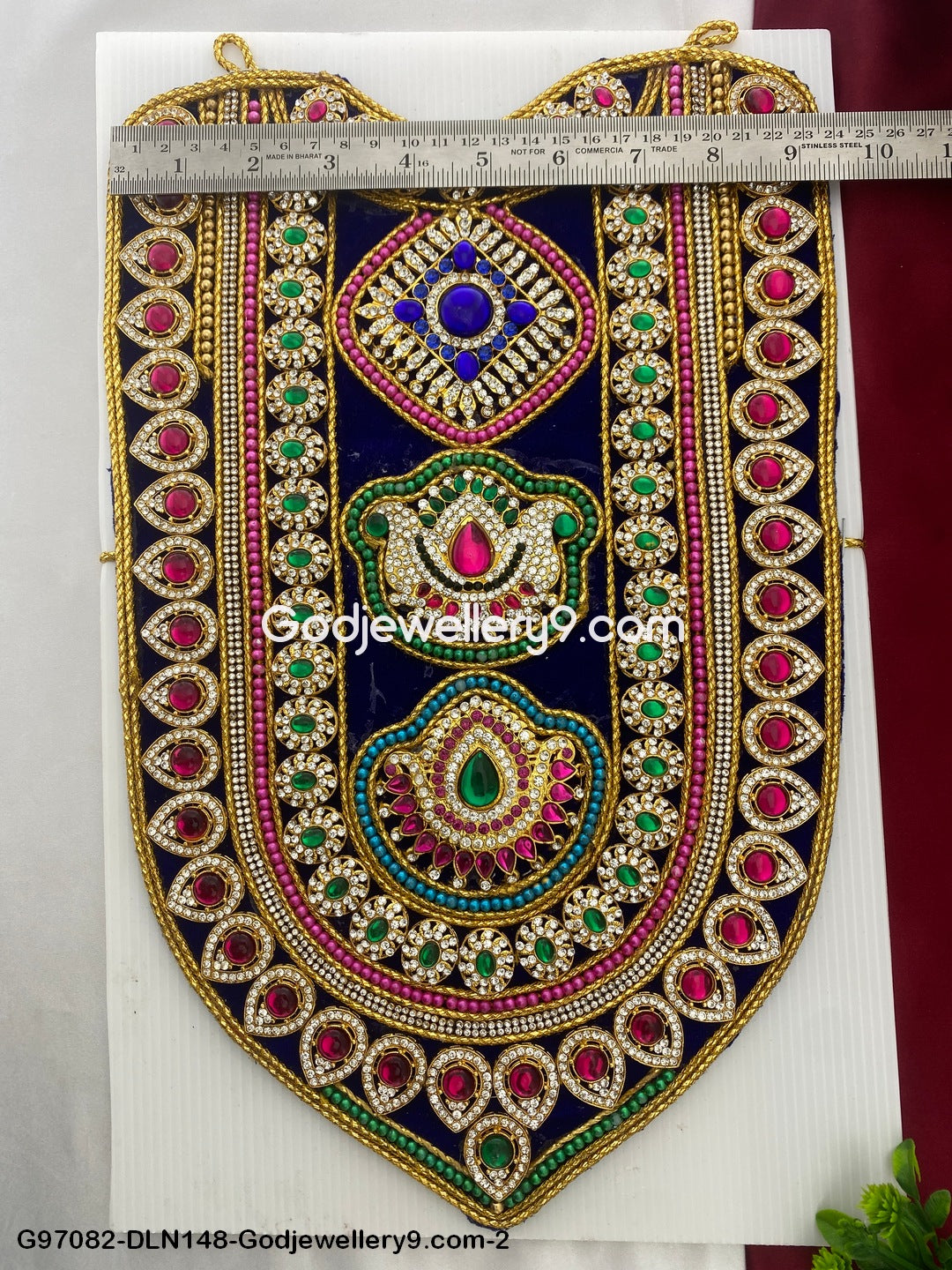 Deity Long Necklace Chest Haram Cloth Kavasam Gold Finish Jewellery Set Godjewellery9.com G97082-DLN148-2