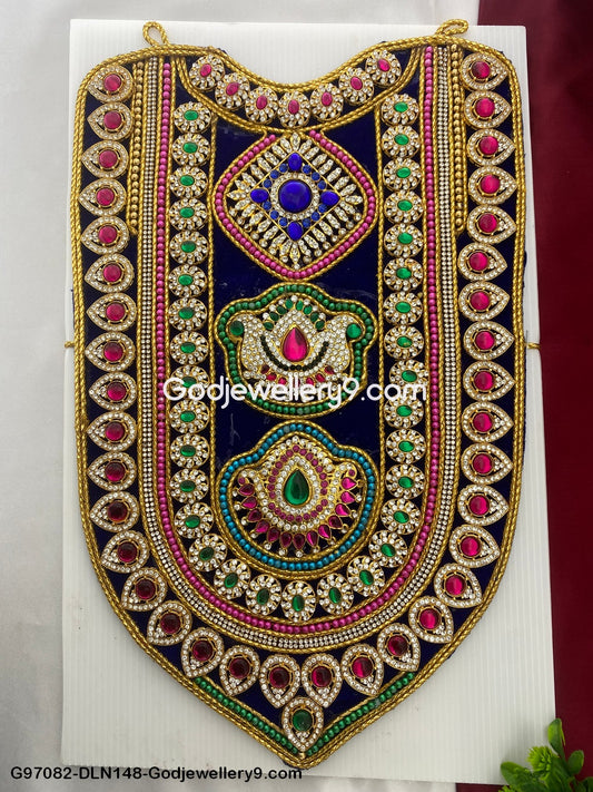 Deity Long Necklace Chest Haram Cloth Kavasam Gold Finish Jewellery Set Godjewellery9.com G97082-DLN148