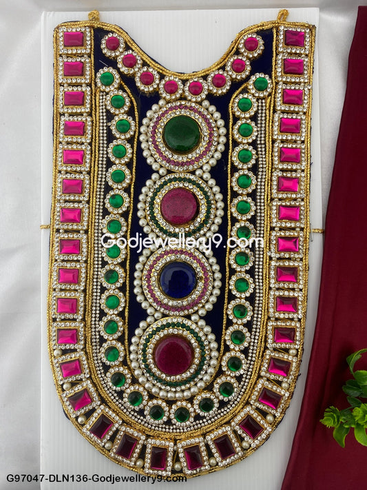 Deity Long Necklace Chest Haram Cloth Kavasam Temple Alankaram Godjewellery9.com G97047-DLN136