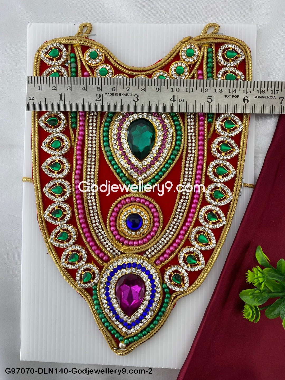 Deity Long Necklace Chest Haram Cloth Kavasam for Amman Mata Lakshmi Godjewellery9.com G97070-DLN140-2