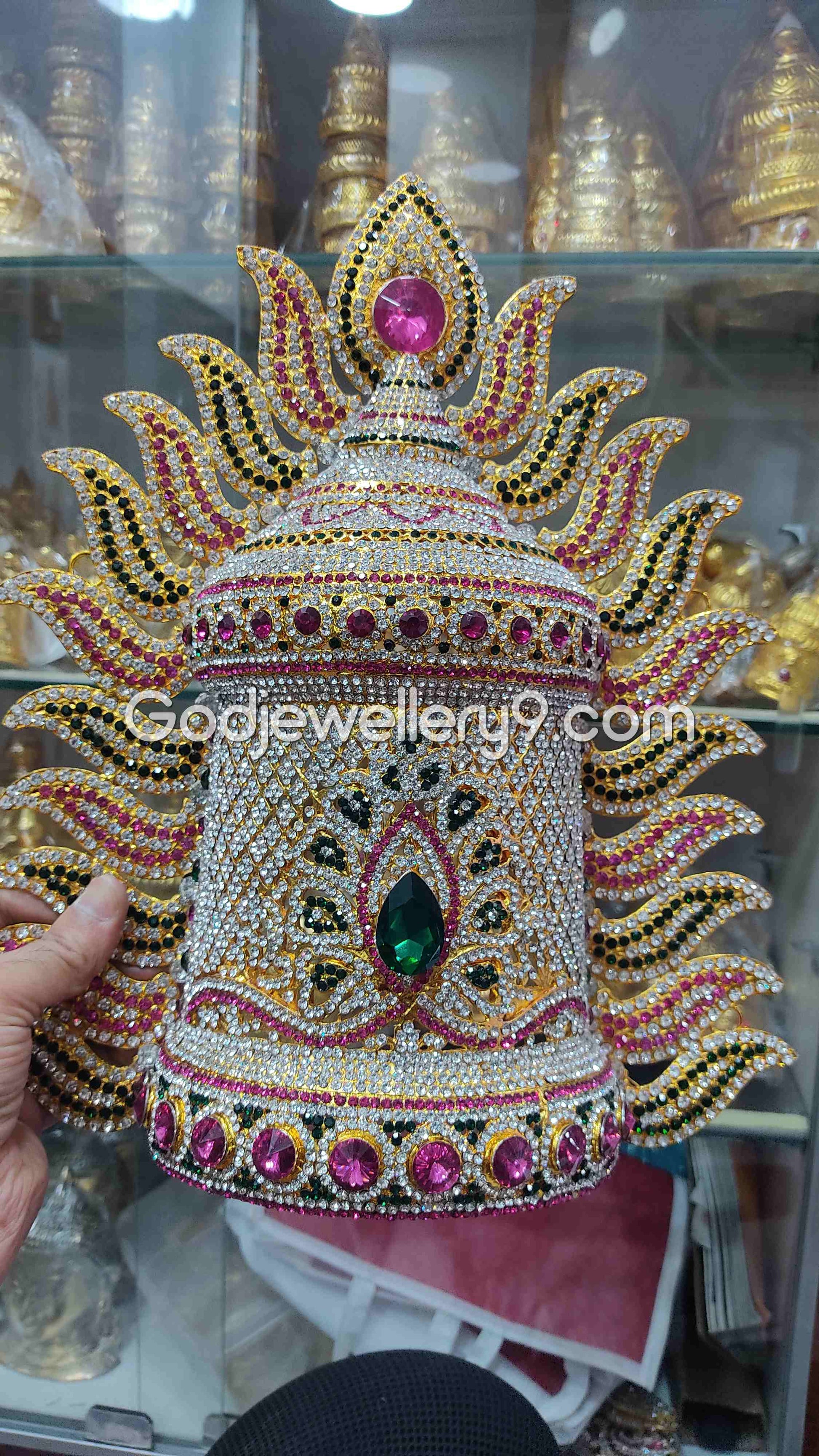 Deity Mariamman Stone Kireetam God Mukut Sudar Crown Jwala G10 Godjewellery9