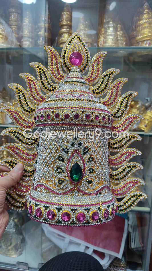 Deity Mariamman Stone Kireetam God Mukut Sudar Crown Jwala G10 Godjewellery9