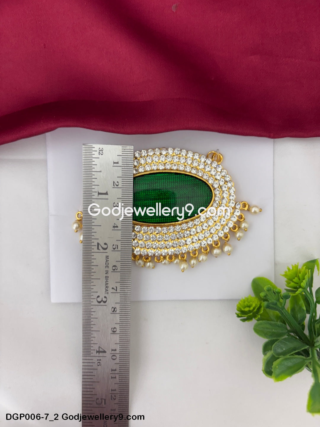 Deity Mata Lakshmi Dollar Pendant Green Enamel God Jewelley GodJewellery9.com DGP006-7 2