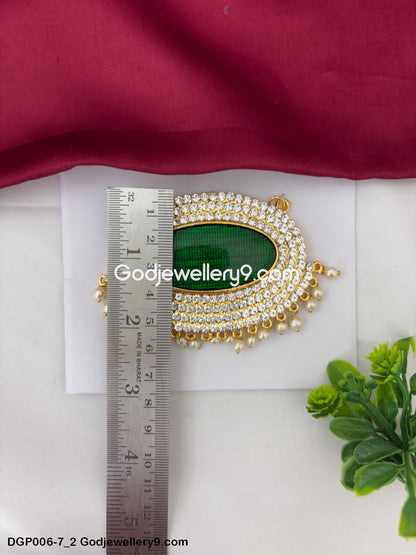 Deity Mata Lakshmi Dollar Pendant Green Enamel God Jewelley GodJewellery9.com DGP006-7 2
