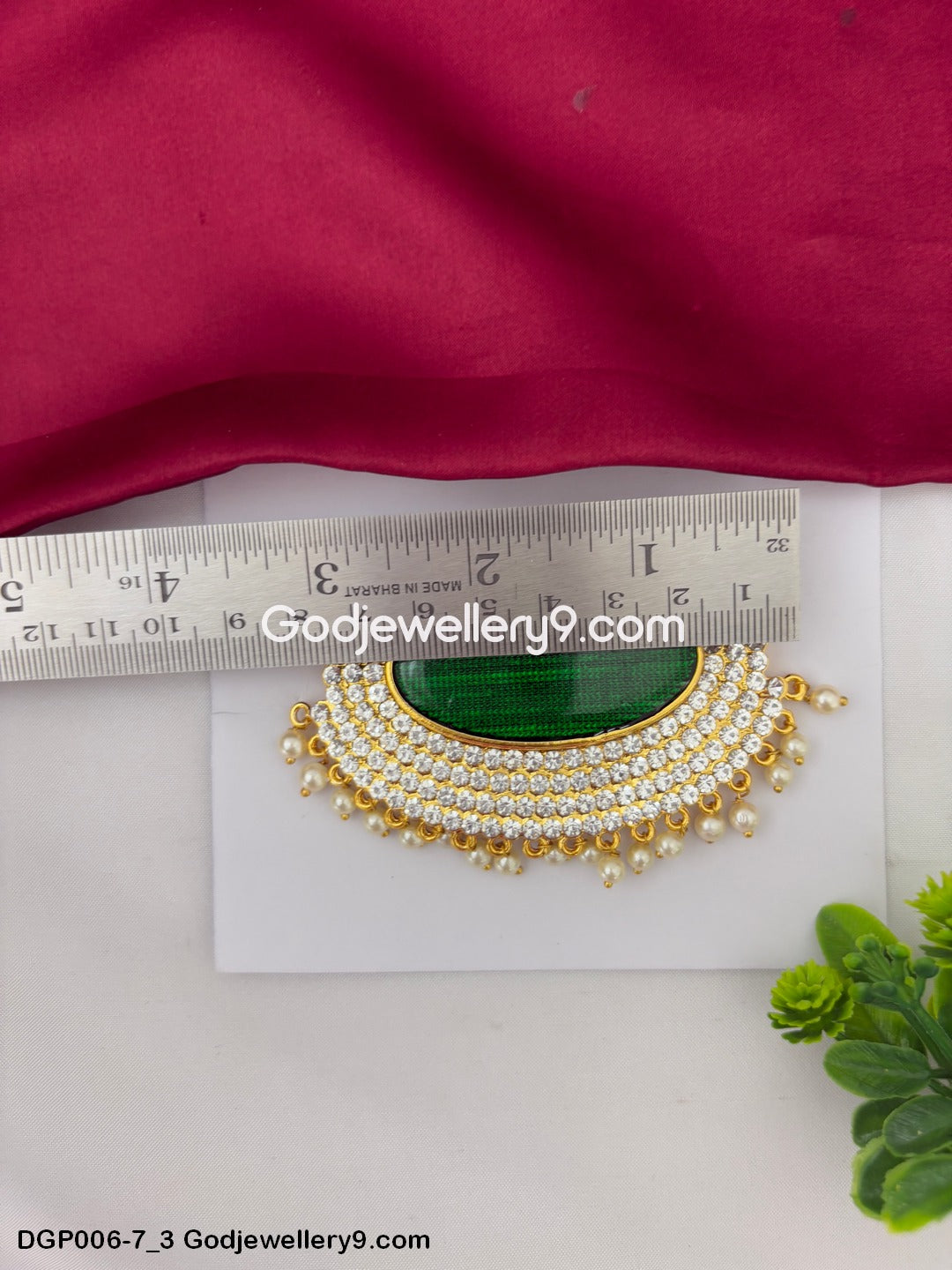 Deity Mata Lakshmi Dollar Pendant Green Enamel God Jewelley GodJewellery9.com DGP006-7 3