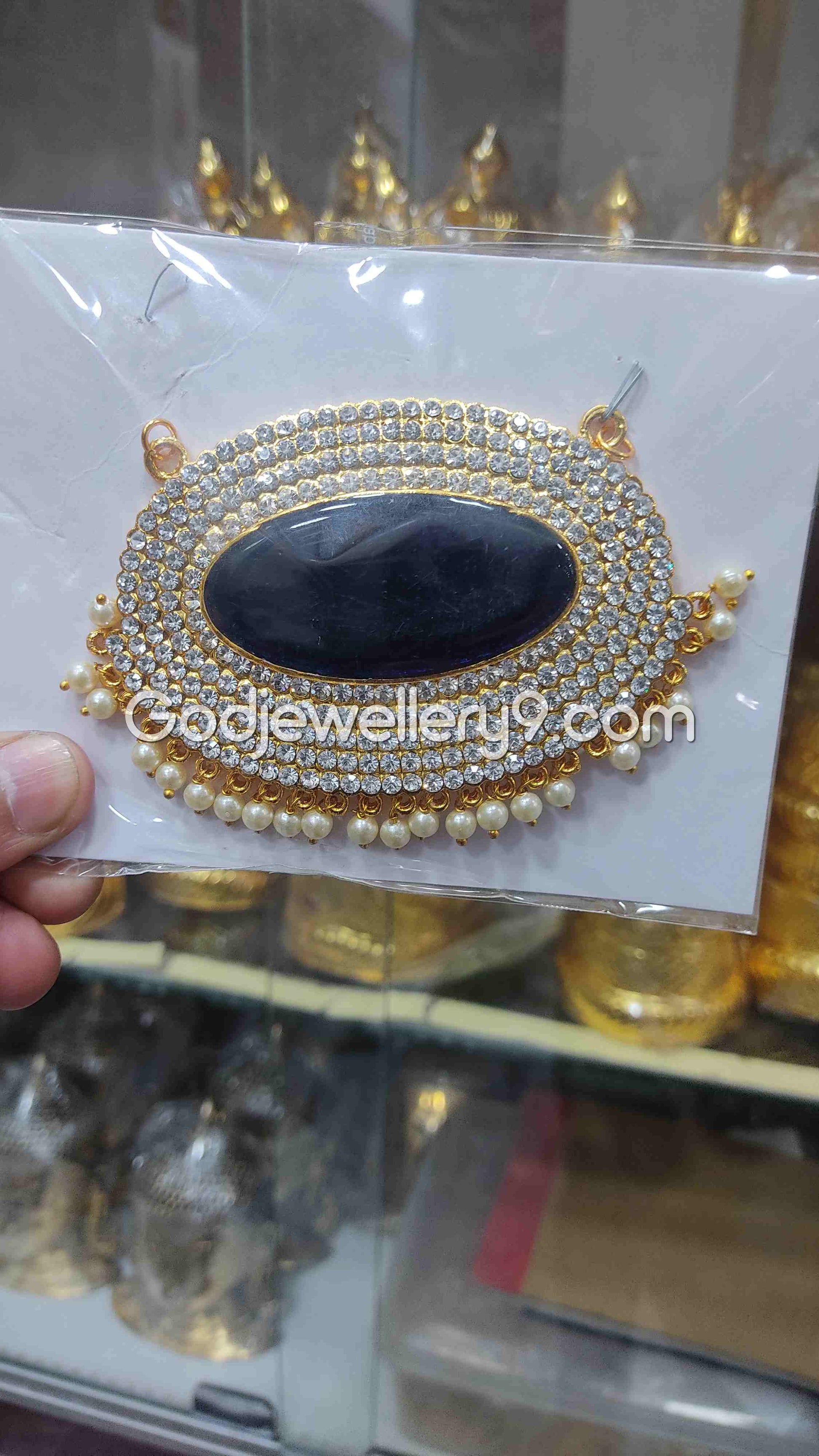 Deity Medium Blue Oval Stone Dollar Pendant Jewellery For God G29 Godjewellery9