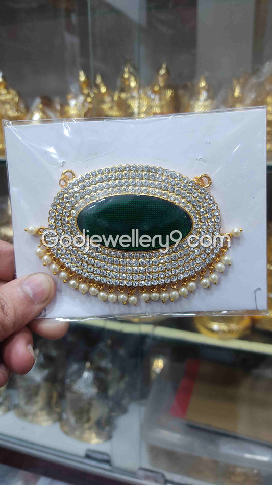 Deity Medium Green Oval Stone Dollar Pendant Jewellery For God G28 Godjewellery9
