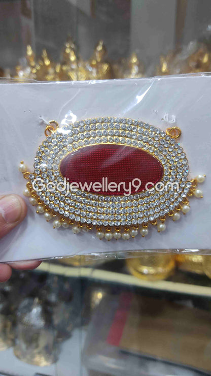 Deity Medium Maroon Oval Stone Dollar Pendant Jewellery For God G30 Godjewellery9
