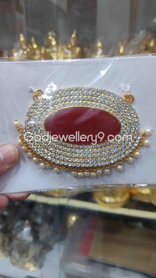 Deity Medium Maroon Oval Stone Dollar Pendant Jewellery For God G30 Godjewellery9
