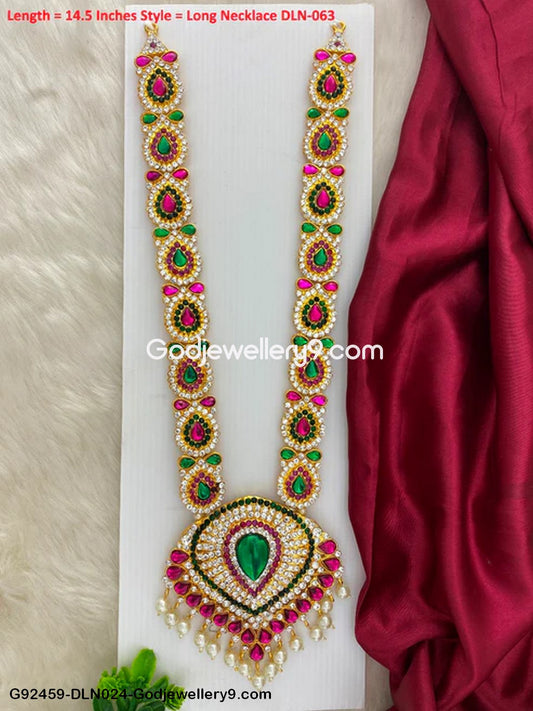 Deity Moorthy 1 Step Long Haram Necklace for God Temple G92459-DLN024-Godjewellery9.com 1