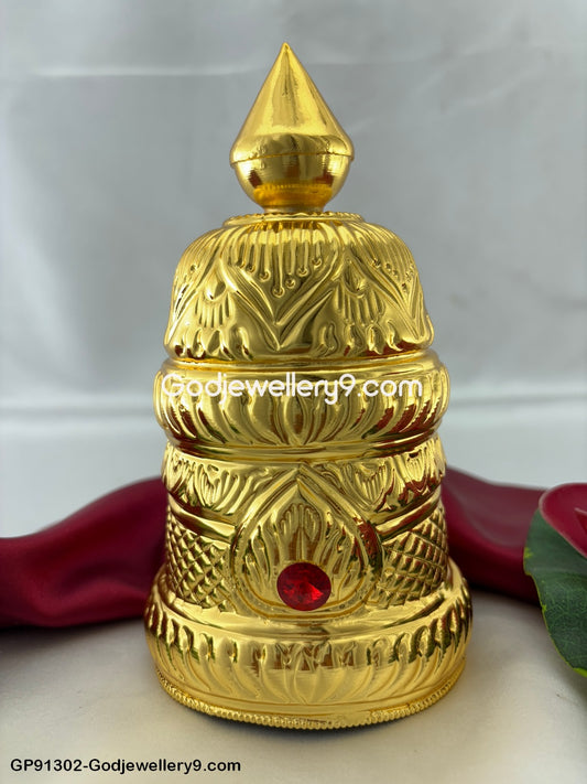 Deity Mukut Gold Plated Round Crown Kireedam For Idol Statues G6 Godjewellery9.com-G91303-1303