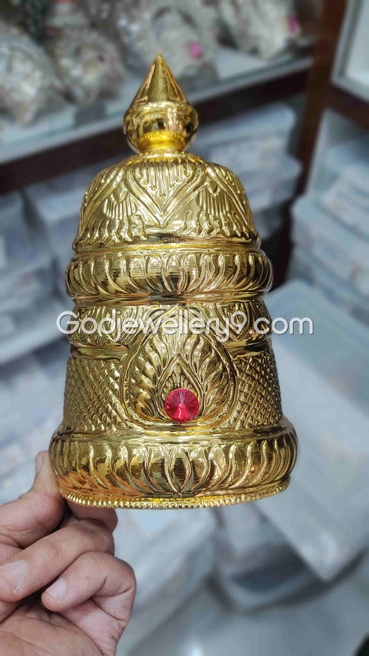 Deity Mukut Gold Plated Round Crown Kireetam For Idol G7 Godjewellery9