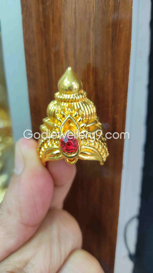 Deity Mukut Gold Plated Small Half Crown Kireetam For God R7 Godjewellery9