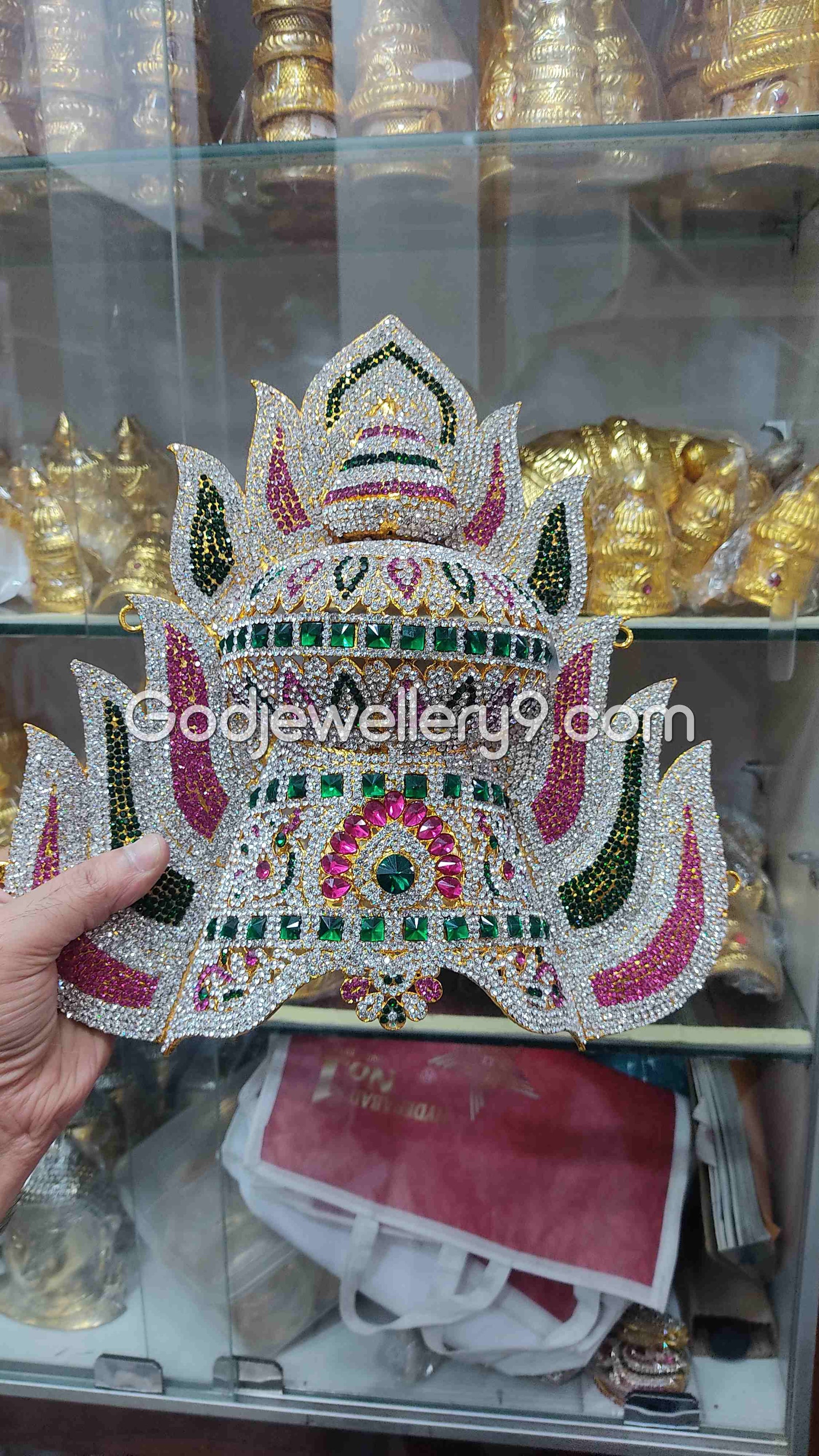 Deity Mukut Sudar Stone Crown Mariamman God Jwala Kireetam G15 Godjewellery9