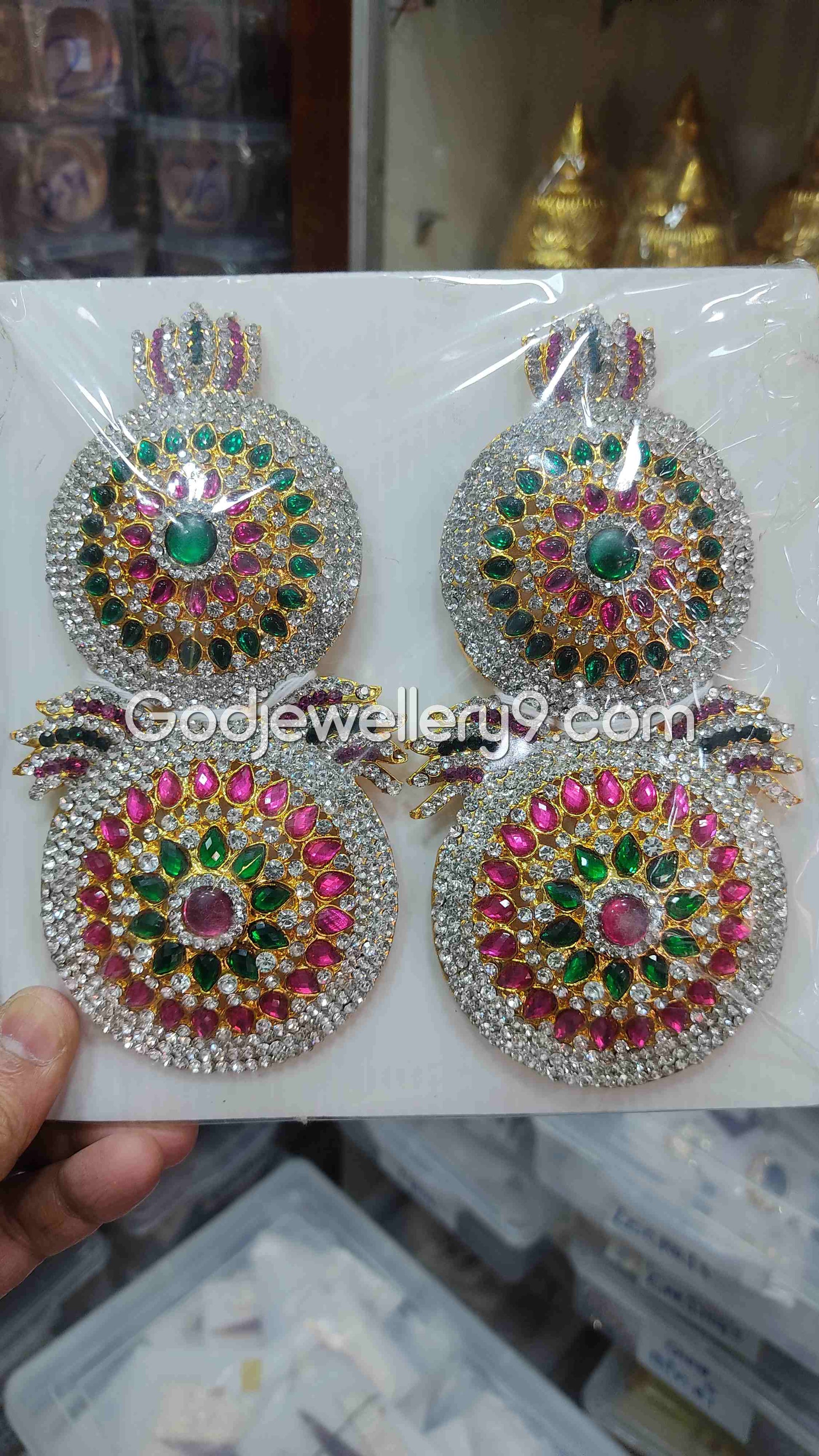 Deity Multicolor God karna Pathakam Earrings For Amman G21 Godjewellery9