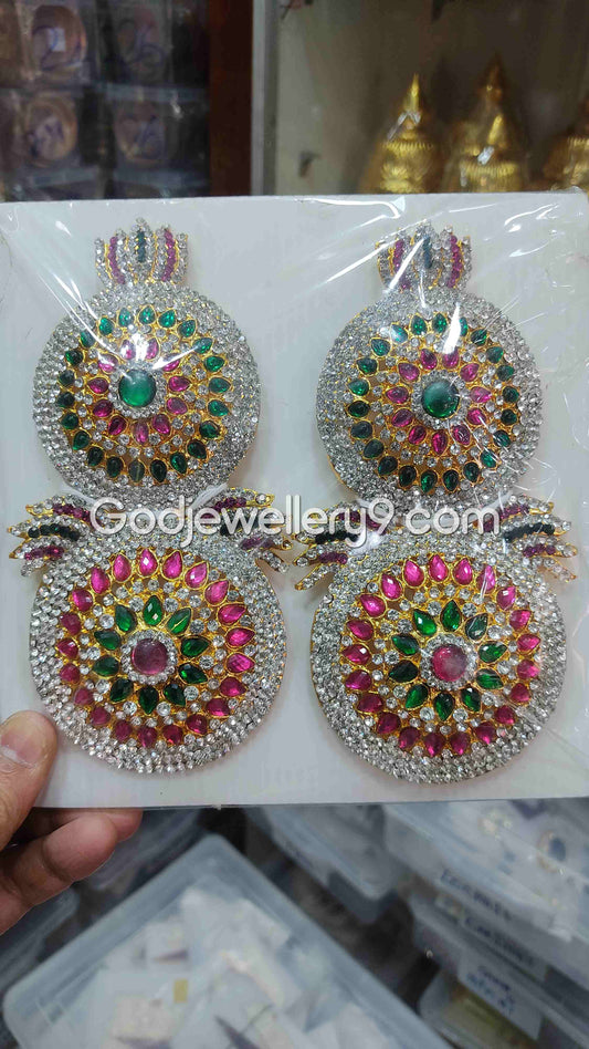Deity Multicolor God karna Pathakam Earrings For Amman G21 Godjewellery9