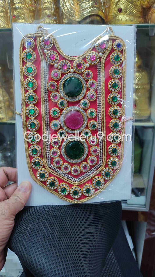 Deity Red Long Kavasam Haram MultiColor God Necklace Jewellery godjewellery9