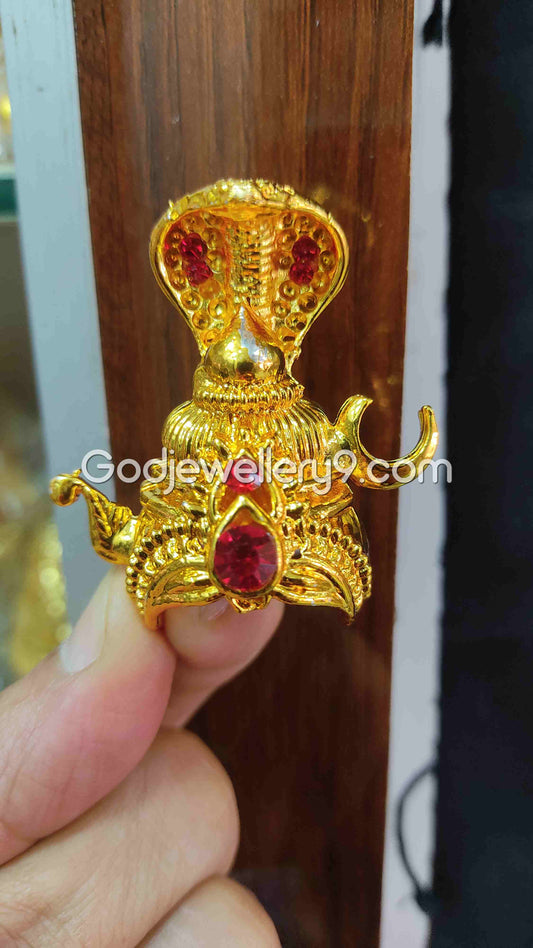Deity Snake Mukut With Moon Gold Plated Small Half Crown Kireetam R6 Godjewellery9