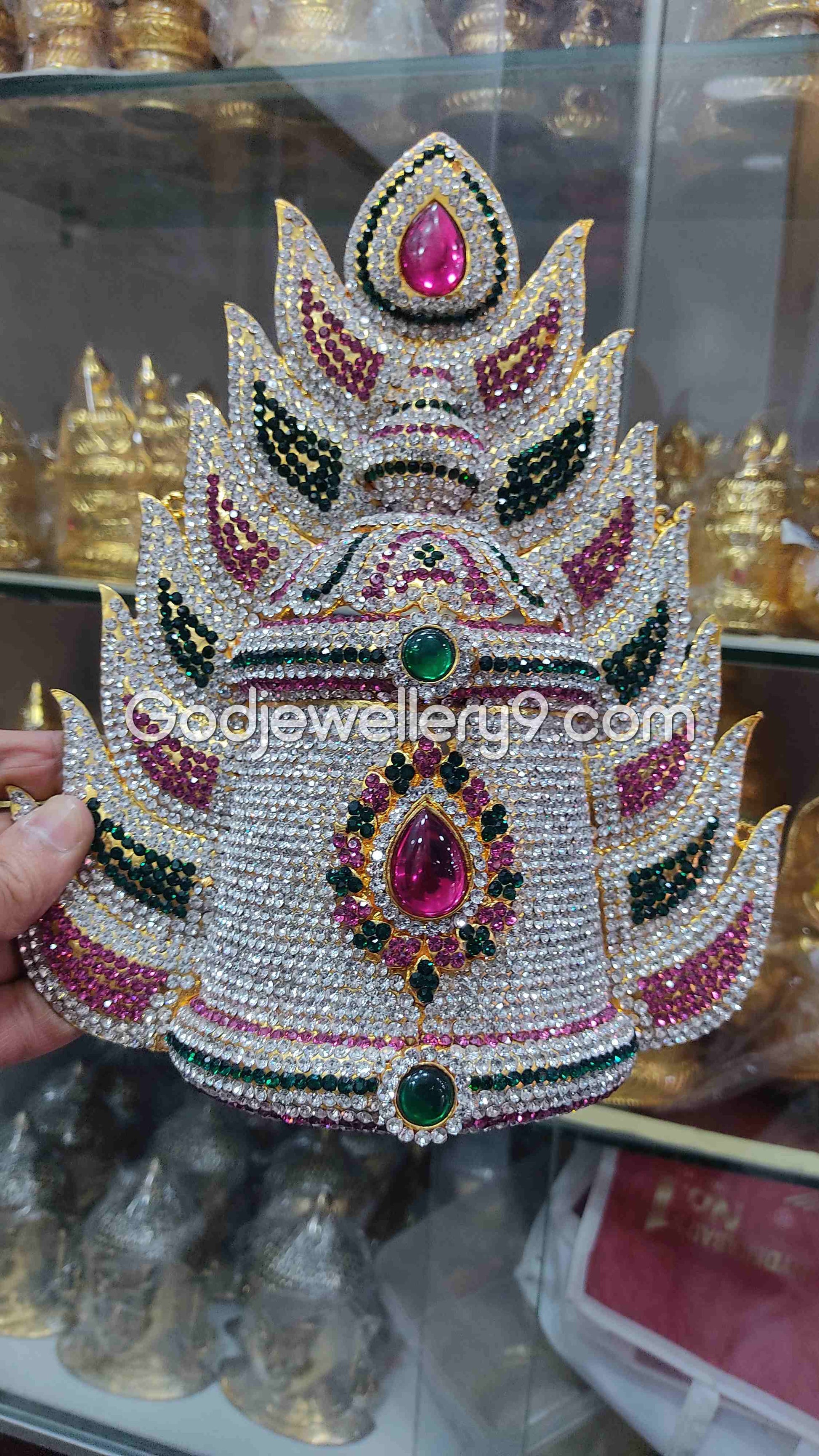 Deity Sudar Crown Stone Jwala God Mukut Jewelley Kireetam G5 Godjewellery9