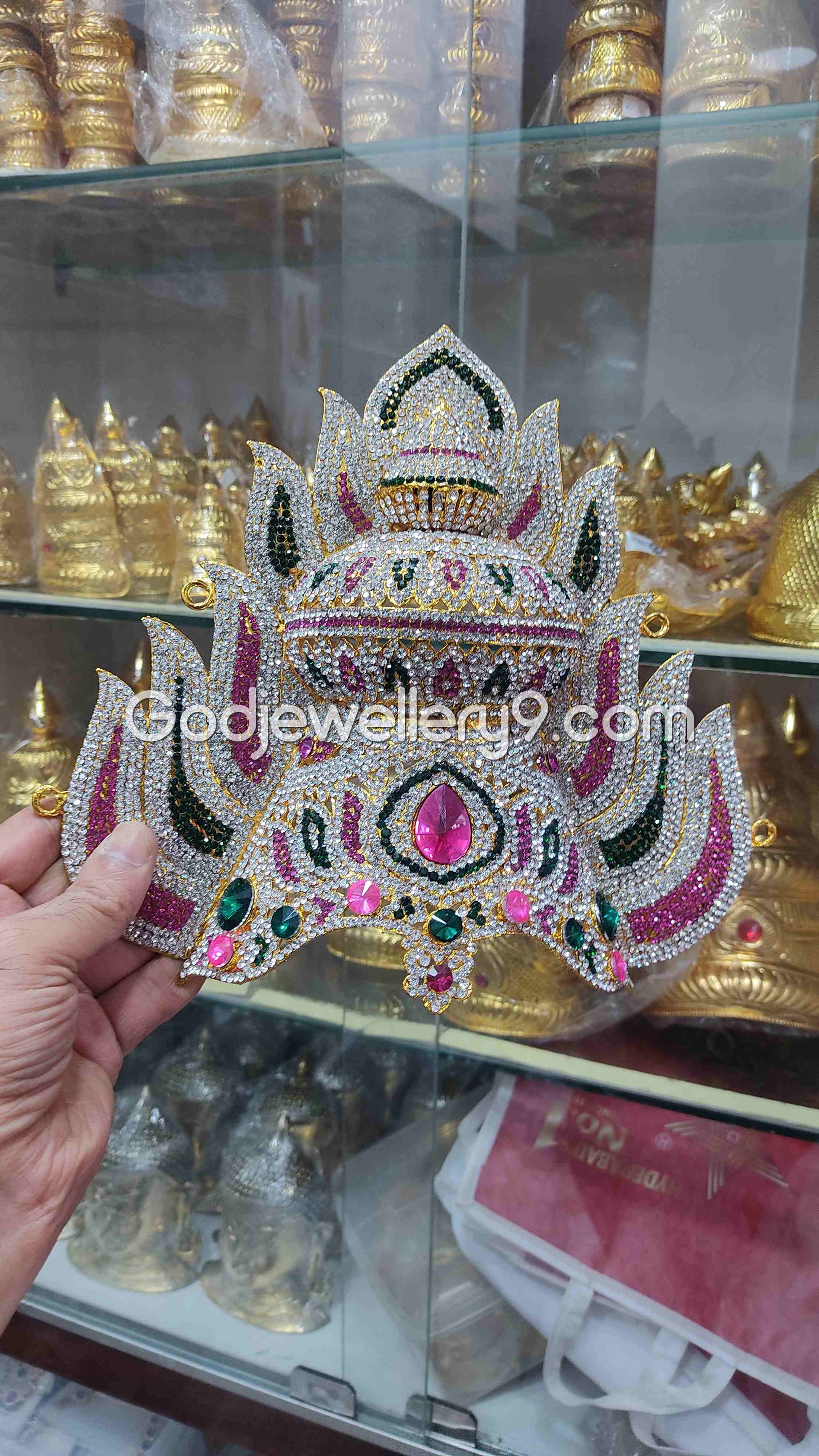 Deity Sudar Stone Crown Mariamman God Jwala Mukut Kireetam G14 Godjewellery9