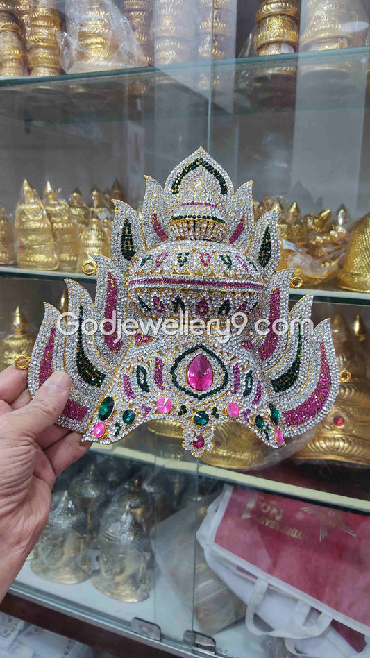 Deity Sudar Stone Crown Mariamman God Jwala Mukut Kireetam G14 Godjewellery9