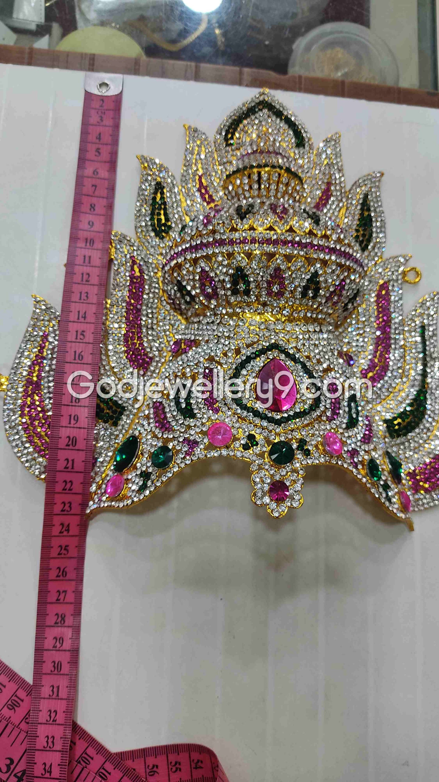 Deity Sudar Stone Crown Mariamman God Jwala Mukut Kireetam G14 Godjewellery9 2