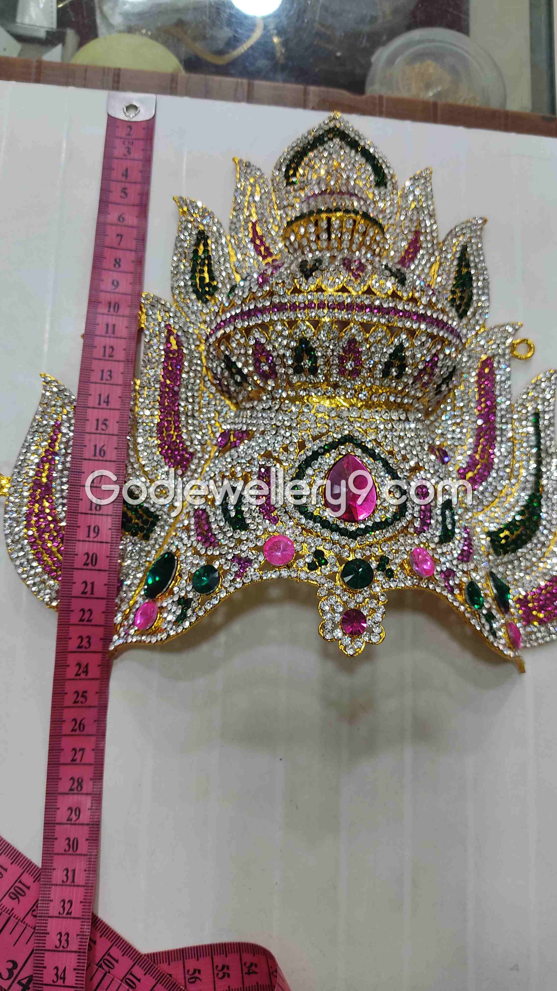 Deity Sudar Stone Crown Mariamman God Jwala Mukut Kireetam G14 Godjewellery9 2