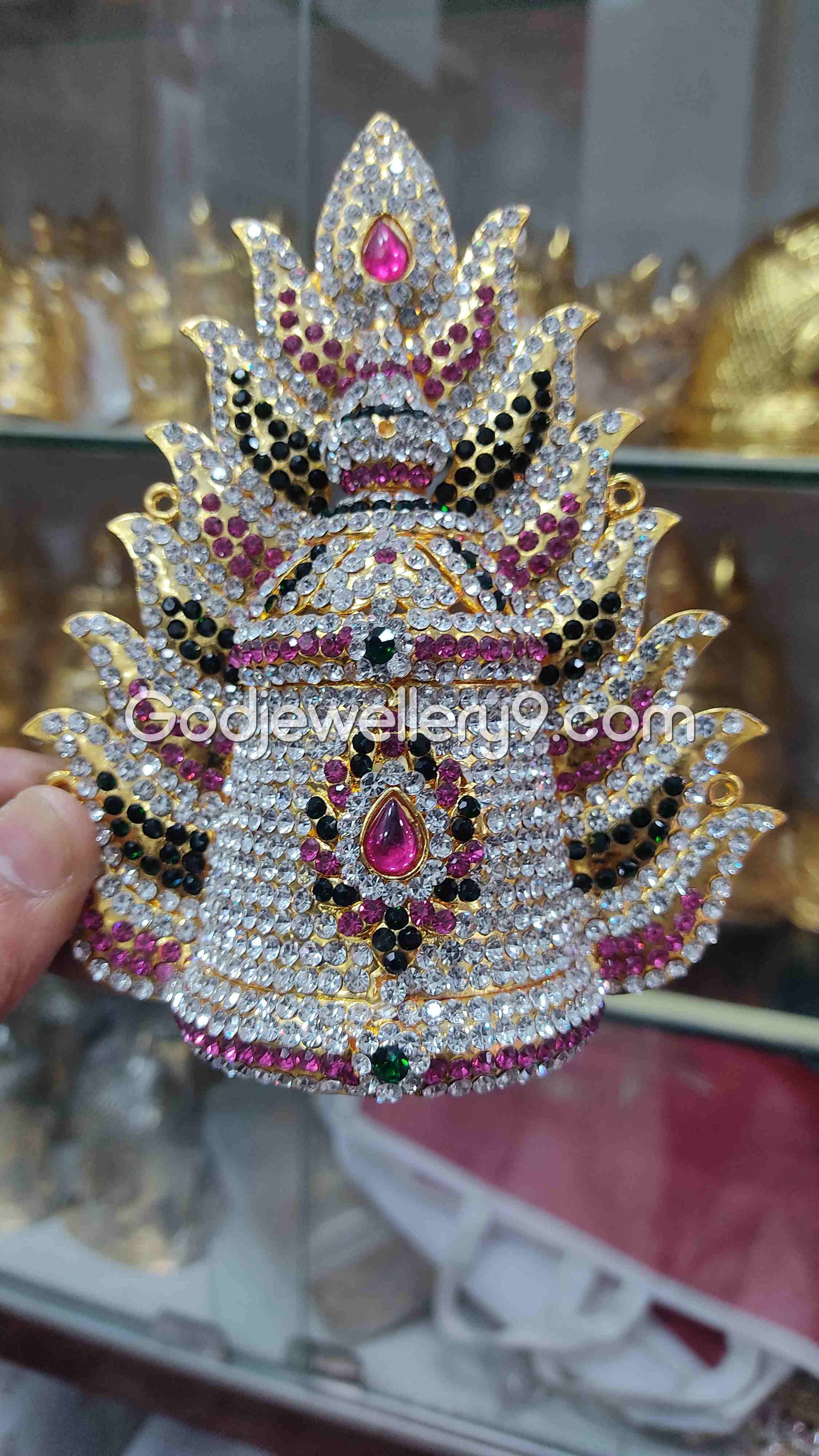 Deity Sudar Stone Jwala Mukut God Jewelley Crown Kireetam G3 Godjewellery9