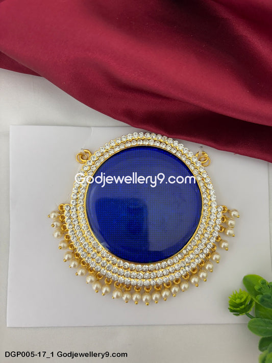 Deity Swami Alankaram Chest Ornament Blue Enamel Dollar Pendant GodJewellery9.com DGP005-17 1
