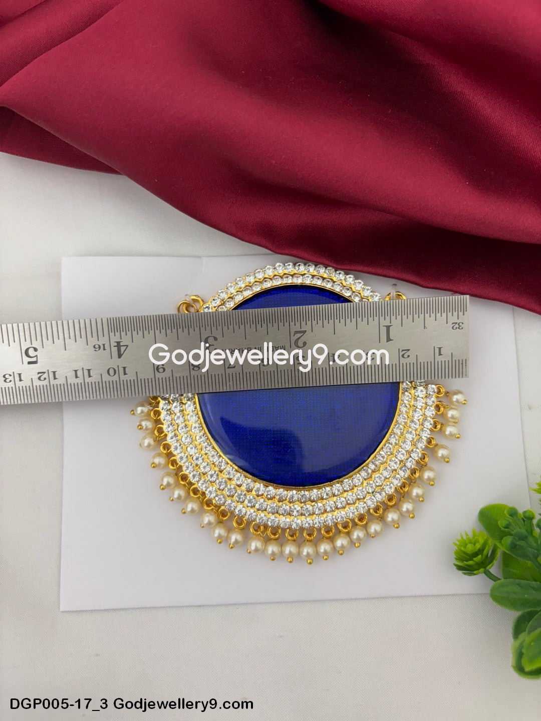 Deity Swami Alankaram Chest Ornament Blue Enamel Dollar Pendant GodJewellery9.com DGP005-17 3