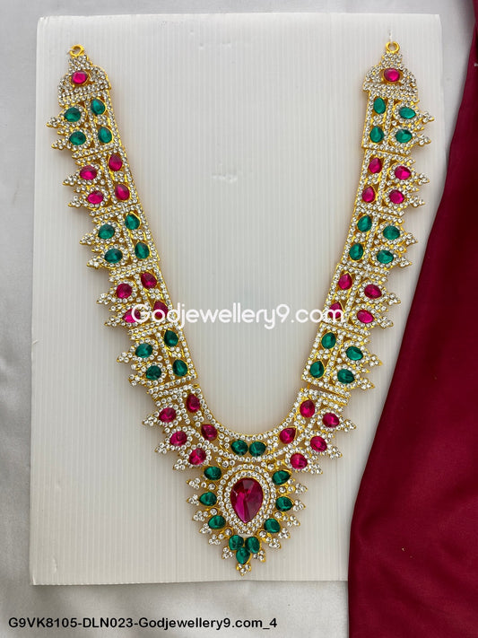 God 1 Step Long Haram Necklace for Deity Swamy Idols G9VK8105-DLN023-Godjewellery9.com 4
