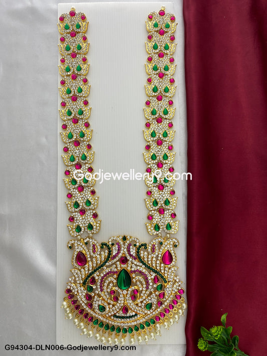 God 1 Step Long Haram Necklace for Deity Temple Shringar G94304-DLN006-Godjewellery9.com 1