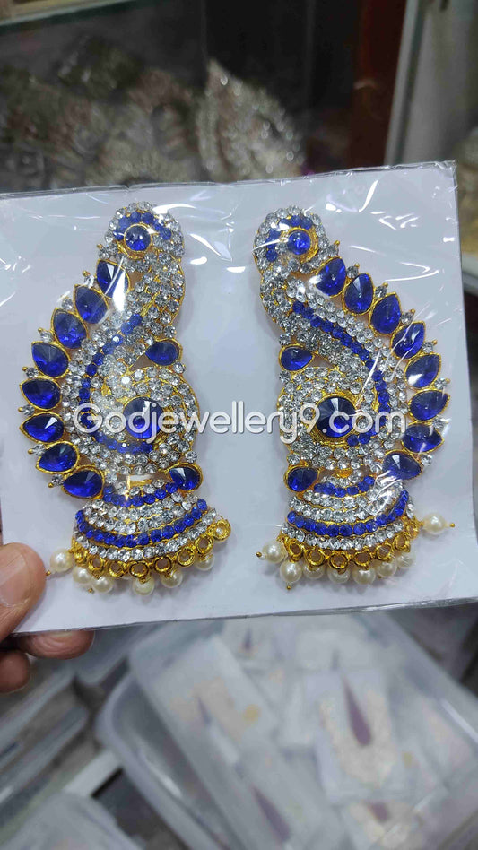 God Amman Blue Earrings karna Pathakam For Deity G31 Godjewellery9