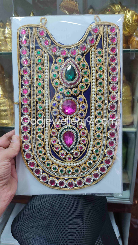 God Blue Long Haram MultiColor Stone Necklace Kavasam Jewellery godjewellery9