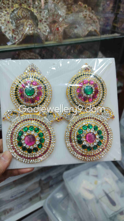 God Deity Multicolor karna Pathakam Earrings For Amman G22 Godjewellery9