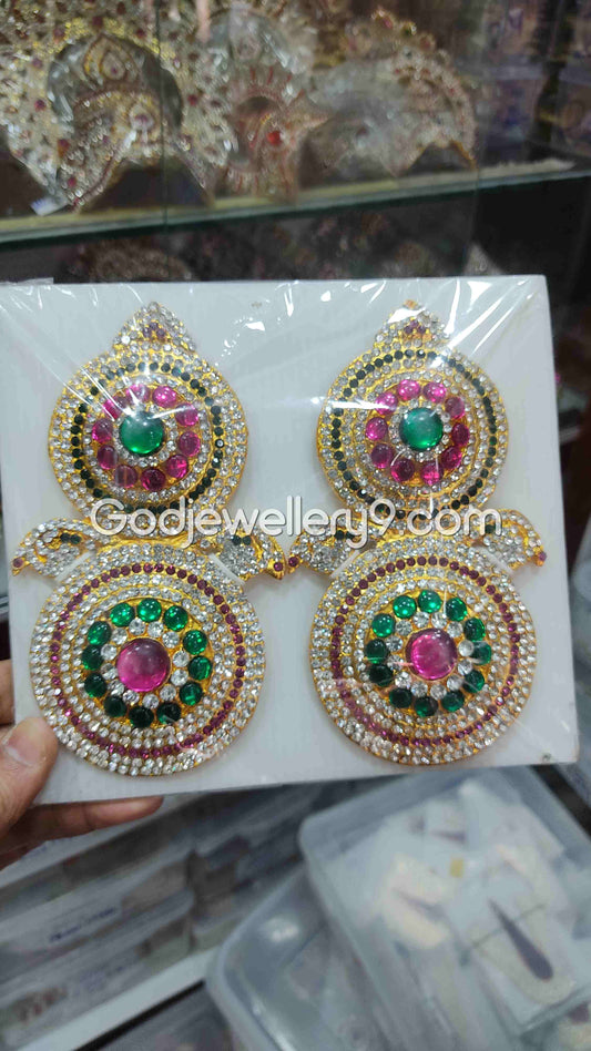 God Deity Multicolor karna Pathakam Earrings For Amman G22 Godjewellery9