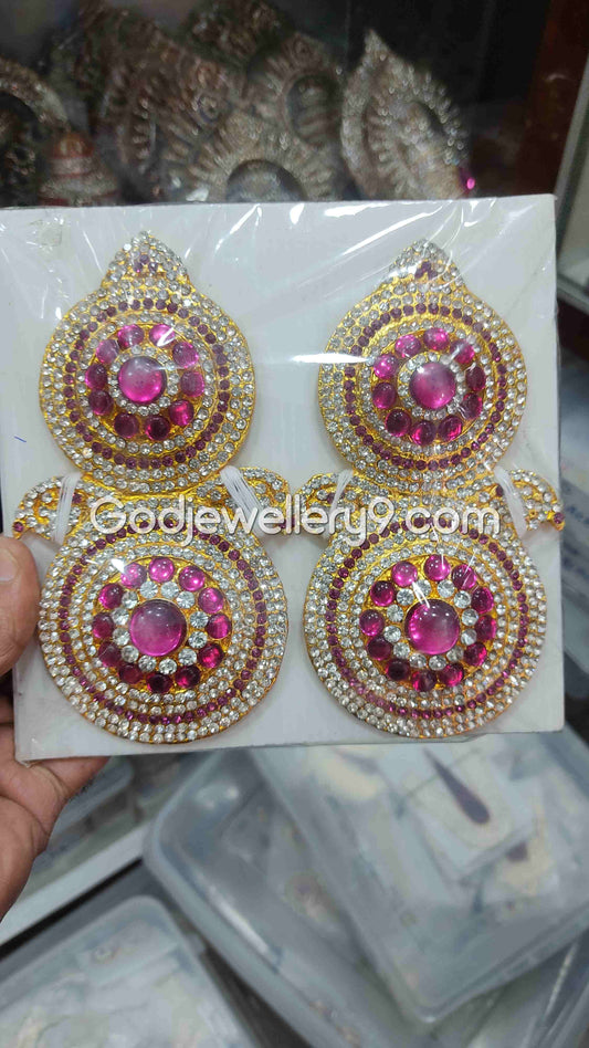 God Deity Pink karna Pathakam Earrings For Amman G23 Godjewellery9