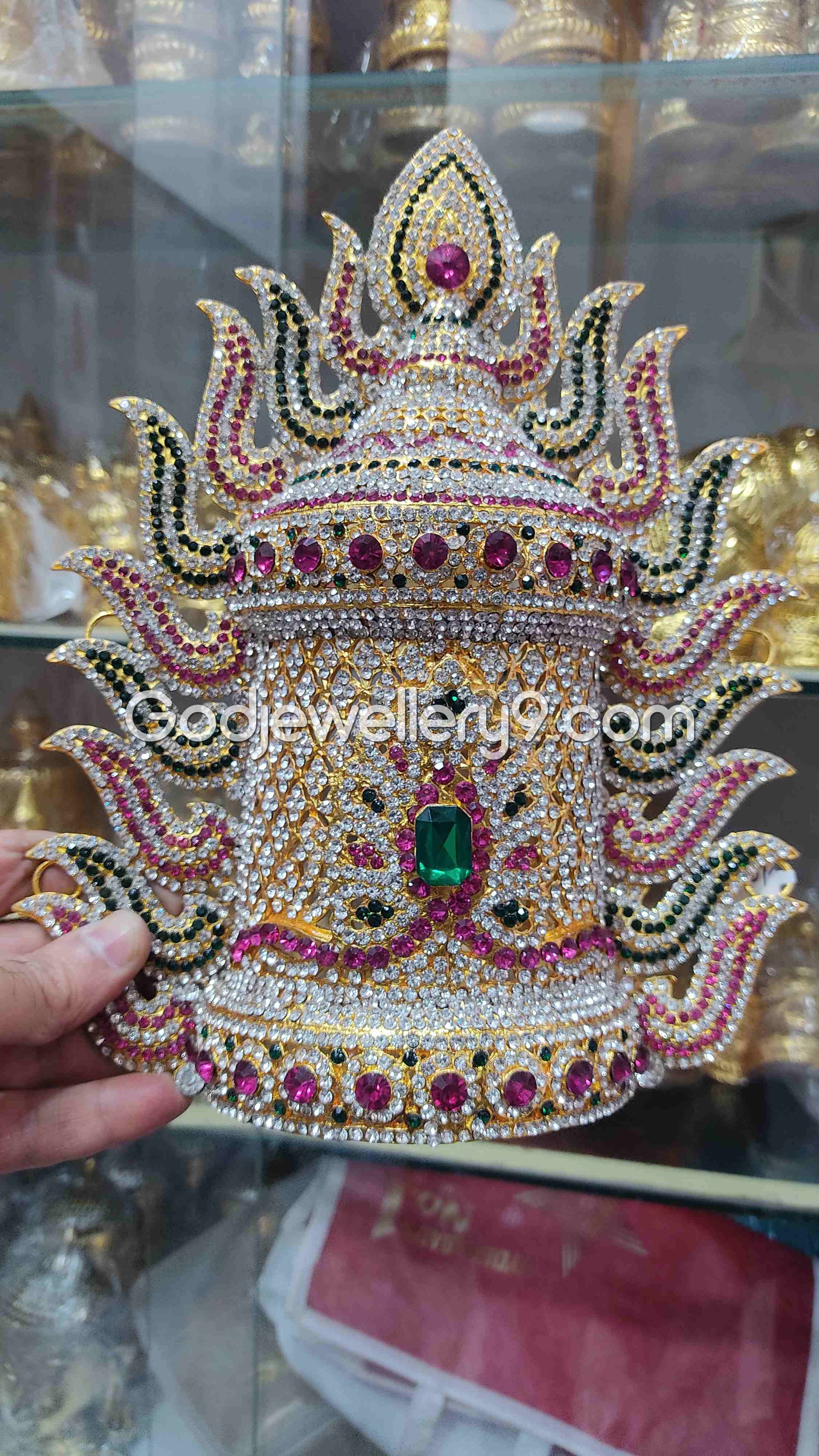 God Deity Stone Kireetam Mukut Sudar Crown Jwala Jewelley G9 Godjewellery9