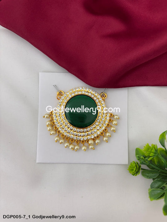 God Green Dollar Pendant For All Chest Ornaments Deity Murti Shringar GodJewellery9.com DGP005-7 1