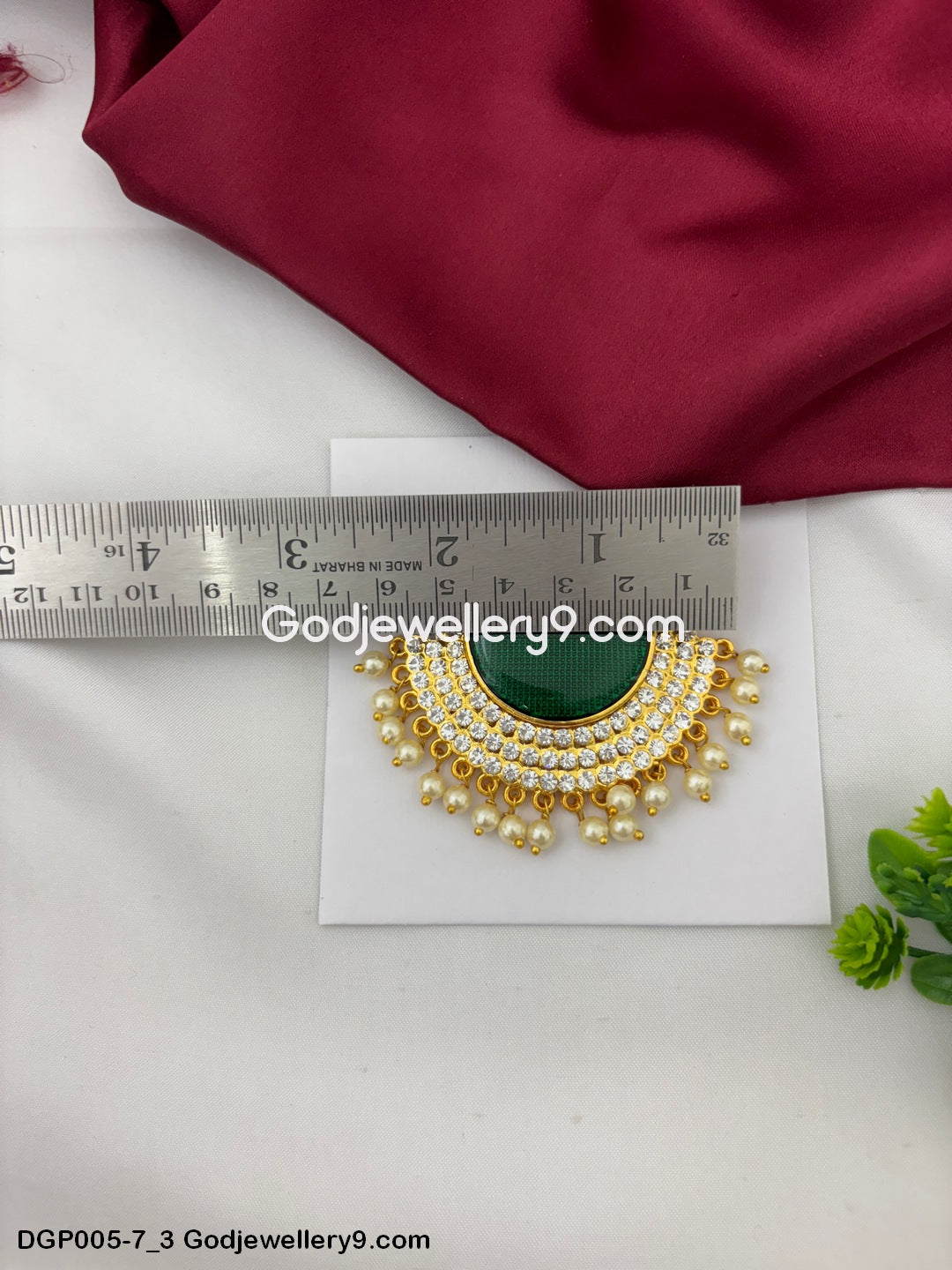 God Green Dollar Pendant For All Chest Ornaments Deity Murti Shringar GodJewellery9.com DGP005-7 3