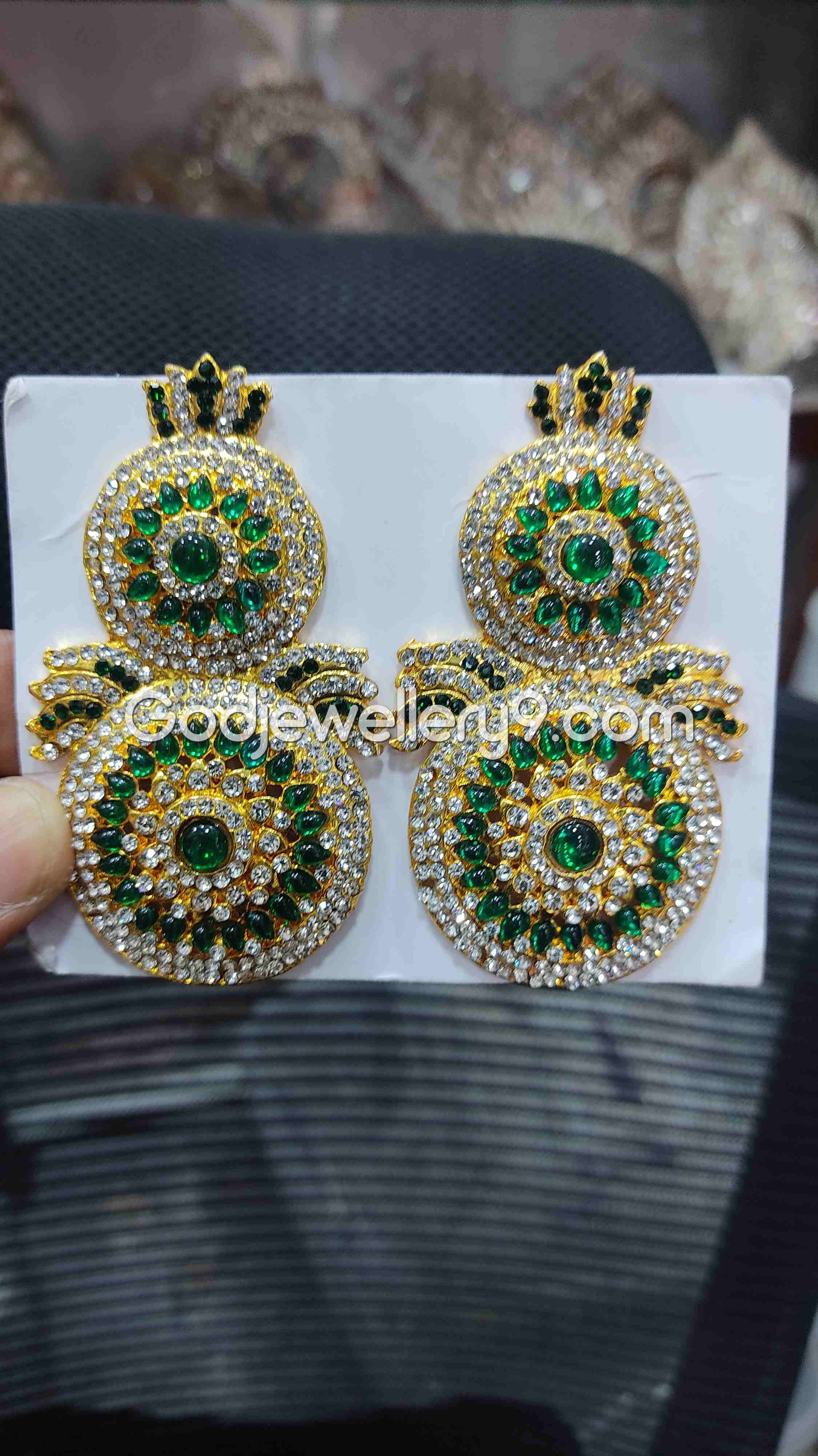 God Green Earrings For Amman karna Pathakam Deity G9 Godjewellery9