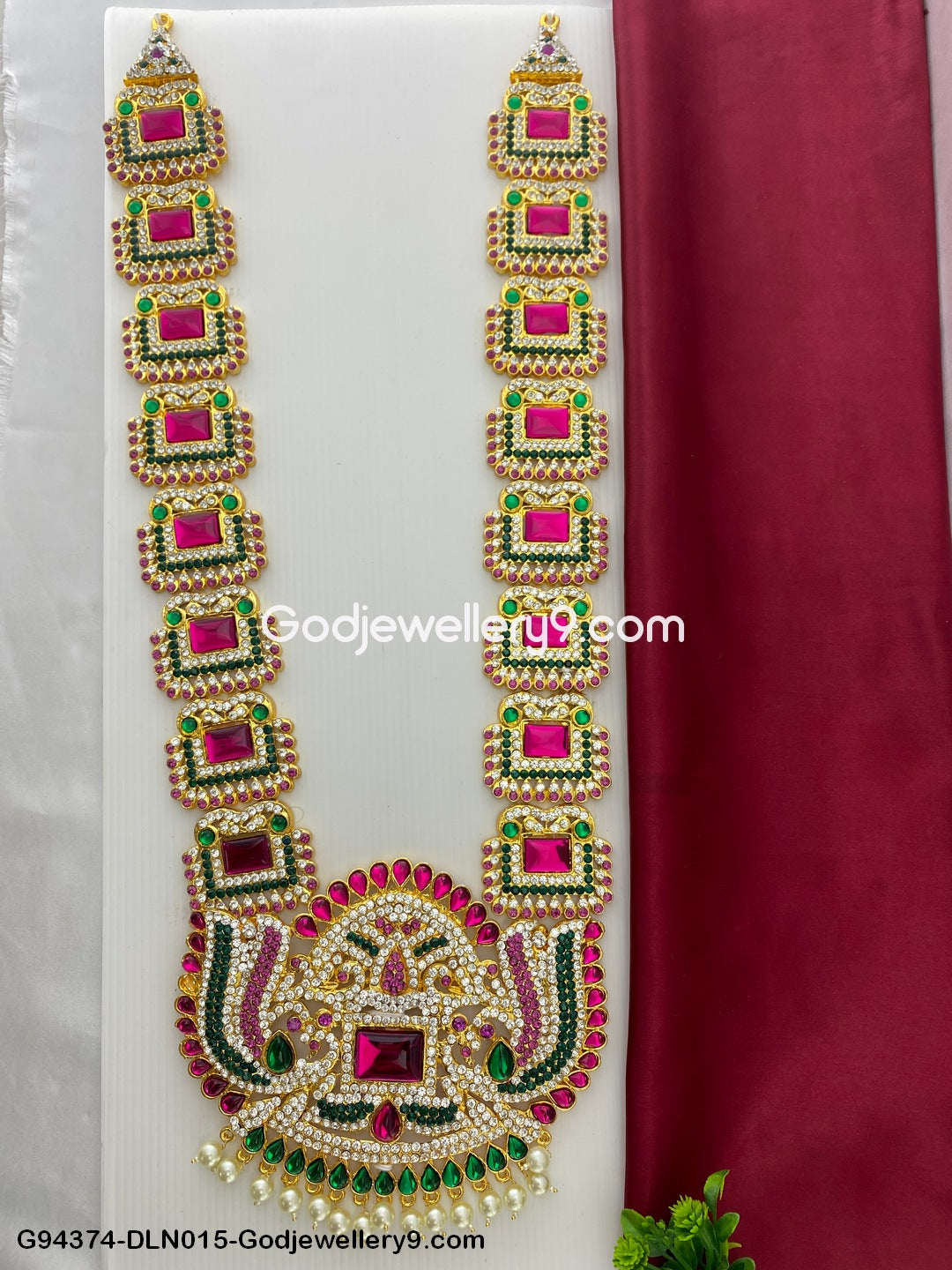 God Haram 1 Step Long Necklace for Deity Temple Idols G94374-DLN015-Godjewellery9.com 1