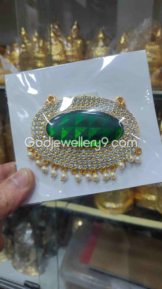 God Medium S Special Green Oval Stone Dollar Pendant For Deity G34 Godjewellery9