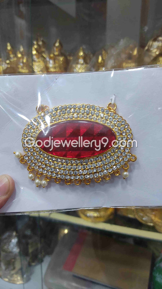 God Medium S Special Maroon Oval Stone Dollar Pendant For Deity G35 Godjewellery9