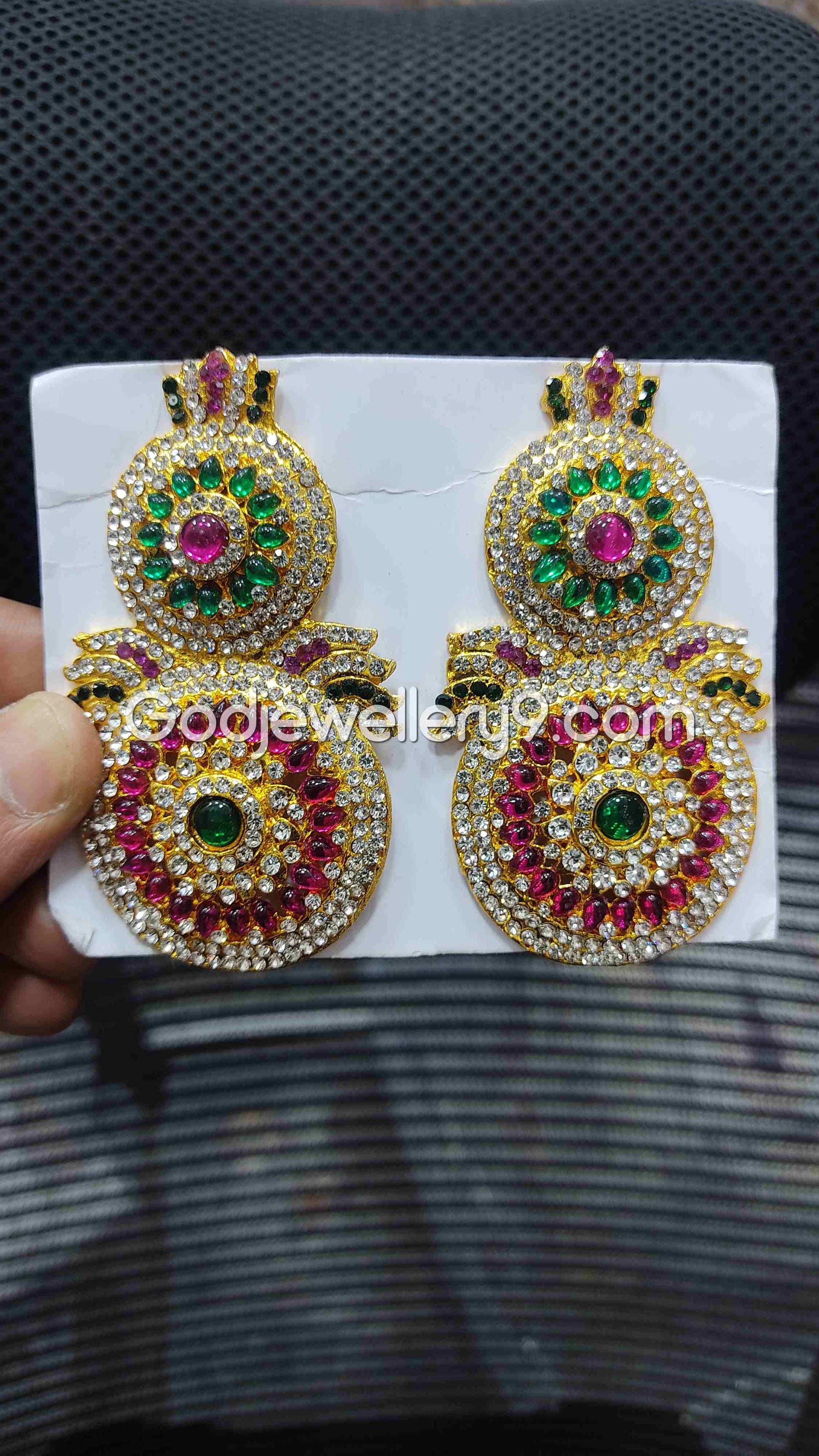God Multicolor Earrings For Amman karna Pathakam Deity G10 Godjewellery9