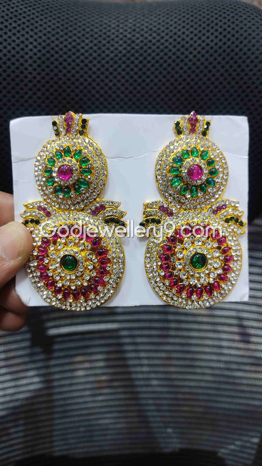 God Multicolor Earrings For Amman karna Pathakam Deity G10 Godjewellery9