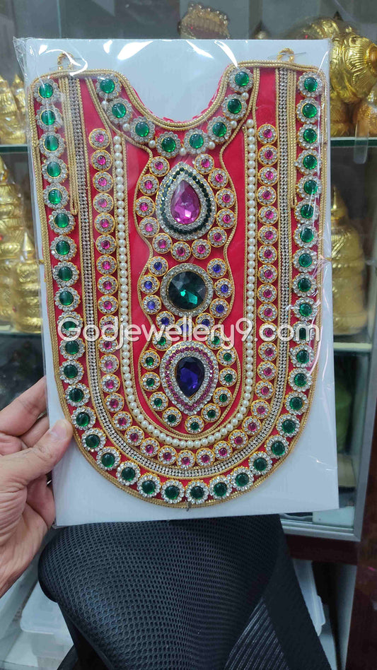 God Red Long Haram MultiColor Stone Necklace Kavasam Jewellery godjewellery9